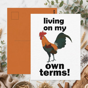 Rode Junglefowl Leeft Op Mijn Eigen Voorwaarden Ha Briefkaart