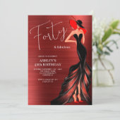 Rode Jurk 40 en Fabulous Elegante Verjaardag Kaart (Staand voorkant)