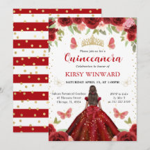 Rode jurk donkere huid prinses Quinceanera