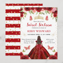Rode jurk donkere huid prinses Sweet 16