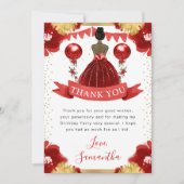 Rode jurk Donkere huid Prinses verjaardag Bedankkaart (Voorkant)