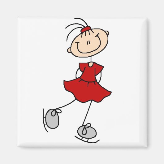 Rode Jurk Figuur Skater Tshirts en geschenken Magneet (Voorkant)