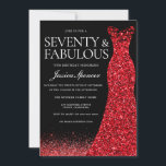 Rode jurk rode glitter jurk 70ste verjaardagsfeest kaart<br><div class="desc">Rode jurk rode glitter jurk 70ste verjaardagsfeestje uitnodiging Zeventig en Fabulous
Variaties op de uitnodiging en bijpassende items in onze winkel</div>