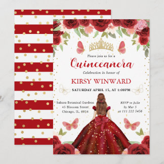 Rode Jurk Rood Haar Prinses Quinceanera Kaart