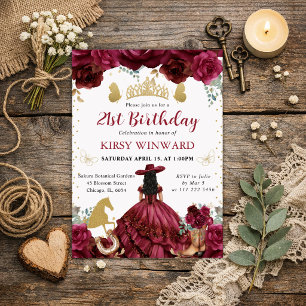 Rode jurk Zwart haar Salon Prinses Verjaardag Kaart