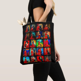 Rode Jurk Zwart Hond Art Bewegingen Tote Bag