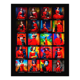 Rode Jurk Zwart Kat Kunst Bewegingen Foto Afdruk