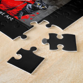Rode Jurk Zwart Kat Kunst Bewegingen Legpuzzel (Zijkant)