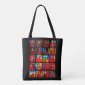 Rode Jurk Zwart Kat Kunst Bewegingen Tote Bag (Achterkant)