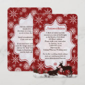 Rode jute ruw, Sneeuwvlokken, Herten, Uitnodigings Kaart (Voorkant / Achterkant)