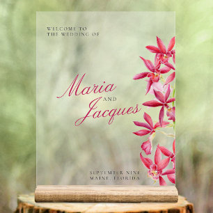 Rode juweel orchidee bloemenbruiloft waterverf acryl bord