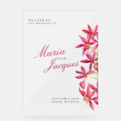 Rode juweel orchidee bloemenbruiloft waterverf acryl bord (Voorkant)