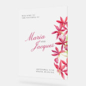 Rode juweel orchidee bloemenbruiloft waterverf acryl bord (Hoek)