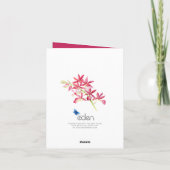 Rode juweel orchidee waterverf, 35e verjaardag kaart (Achterkant)