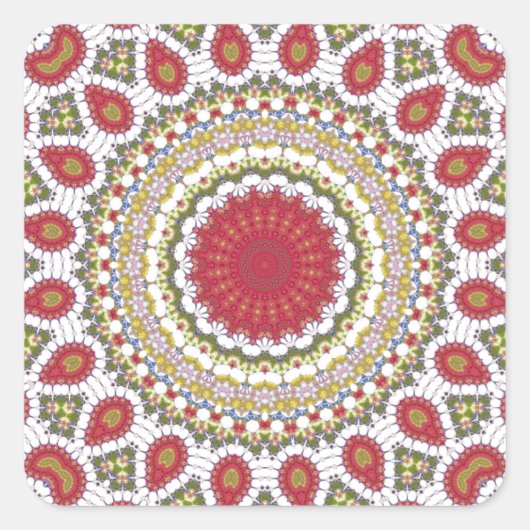 Rode juwelen Mozaïek Geometrisch Ontwerp Vierkante Sticker (Voorkant)