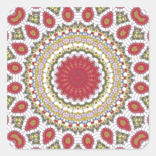 Rode juwelen mozaïekgeometrisch ontwerp vierkante sticker