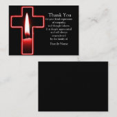 Rode kaars aan het kruis na de begrafenis notitiekaartje (Voorkant / Achterkant)