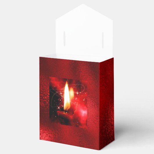 Rode kaars, Folie gouden 'zegelbare feestdag' Bedankdoosjes (Geopend)