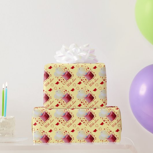 rode kaars met hartvormige vlam romantisch cadeaupapier (Feestgeschenken)