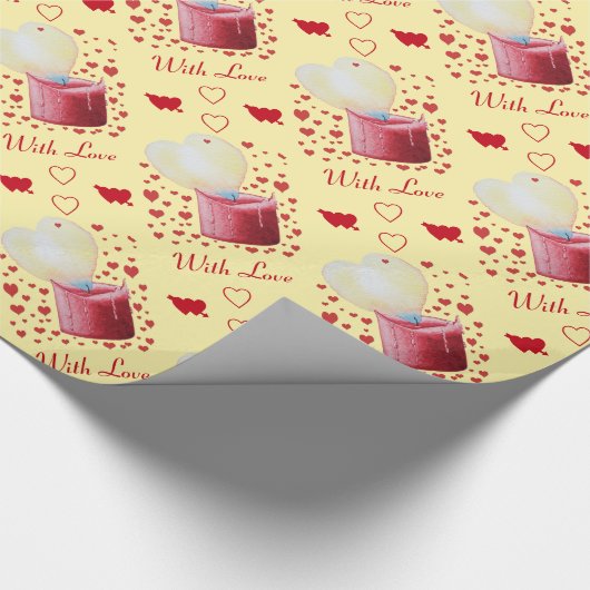 rode kaars met hartvormige vlam romantisch cadeaupapier (Hoek)