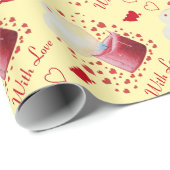 rode kaars met hartvormige vlam romantisch cadeaupapier (Rol Hoek)