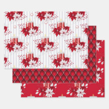 Rode Kaars & Poinsettia Pepermunt Kerstmis