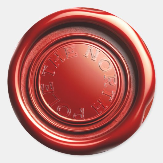 Rode kaars waszegel ijs helder "De Noordpool"  Ronde Sticker (Voorkant)