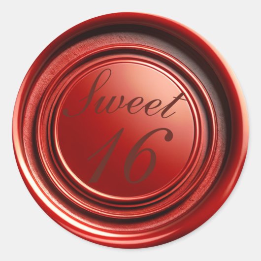 Rode Kaars Wax Seal Drip Sweet 16 Bruiloft Ronde Sticker (Voorkant)