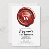 Rode Kaars Wax Seal Elegant Classy Sweet 16 party Kaart (Voorkant)
