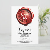 Rode Kaars Wax Seal Elegant Classy Sweet 16 party Kaart (Staand voorkant)