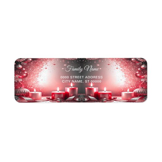 Rode Kaarsen Decoratie Retoadreslabel Etiket (Voorkant)