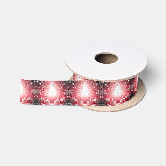 Rode Kaarsen Decoratief Kerst Satijnen Lint (Spoel)