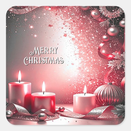 Rode kaarsen decoratieve kerst sticker (Voorkant)