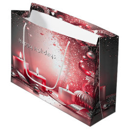 Rode kaarsen decoratieve kerstcadeautas groot cadeauzakje