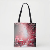 Rode kaarsen decoratieve kersttas tote bag (Voorkant)