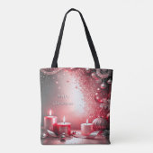 Rode kaarsen decoratieve kersttas tote bag (Achterkant)