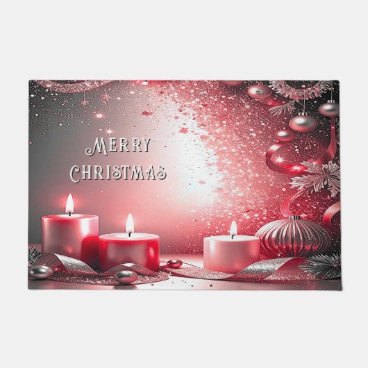 Rode kaarsen decoratieve kerstvakantie deurmat (Voorkant)