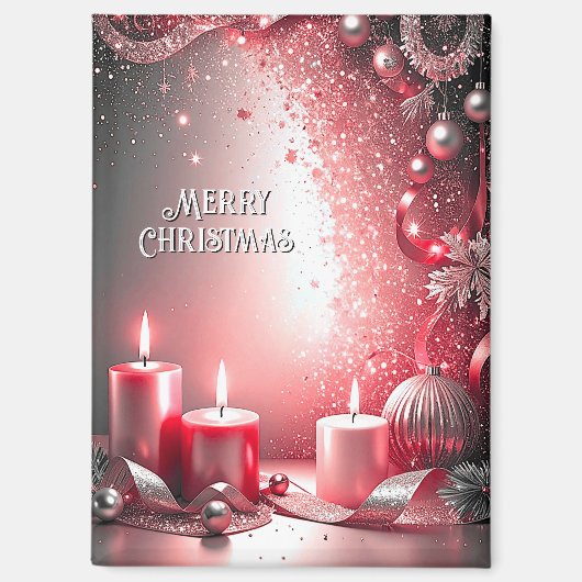 Rode Kaarsen Decorative Kerst Vakantie Magneet (Voorkant)