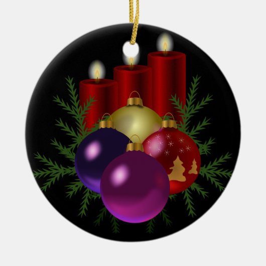 Rode kaarsen keramisch ornament (Voorkant)