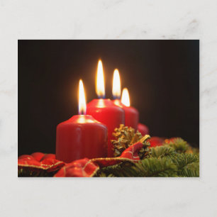 Rode kaarsen van een adem met fir-takken briefkaart