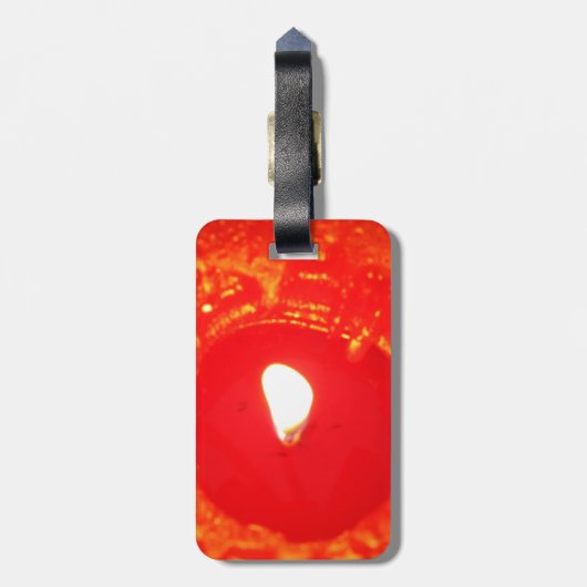 Rode kaarslicht, vlam, kaars, kerstliefde bagagelabel (Achterkant verticaal)