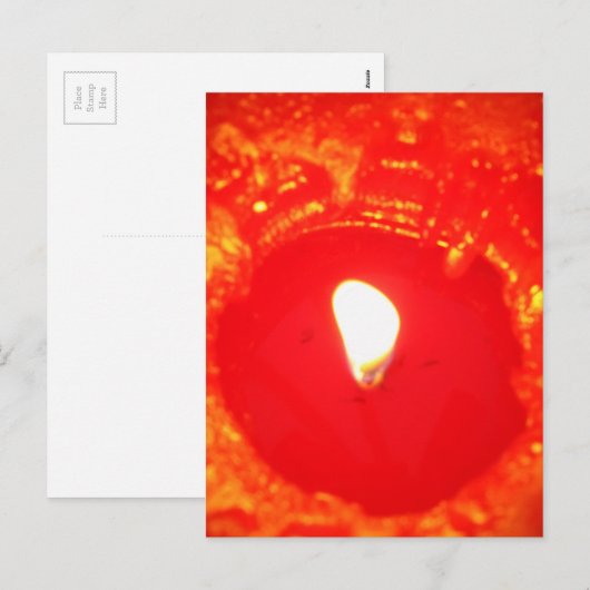 Rode kaarslicht, vlam, kaars, kerstliefde feestdagenkaart (Voorkant / Achterkant)