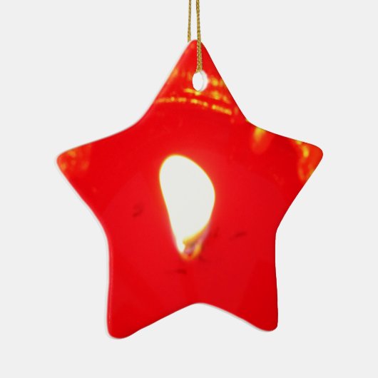 Rode kaarslicht, vlam, kaars, kerstliefde keramisch ornament (Rechts)