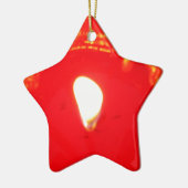 Rode kaarslicht, vlam, kaars, kerstliefde keramisch ornament (Links)