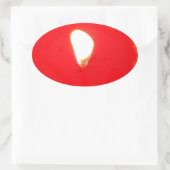 Rode kaarslicht, vlam, kaars, kerstliefde ovale sticker (Tas)