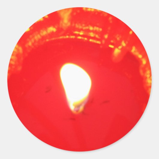 Rode kaarslicht, vlam, kaars, kerstliefde ronde sticker (Voorkant)