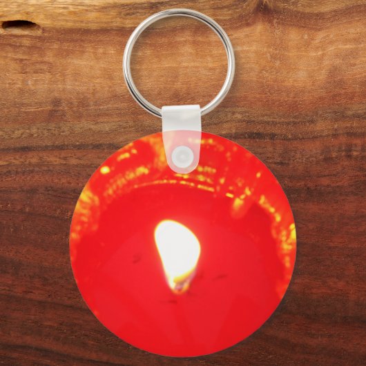 Rode kaarslicht, vlam, kaars, kerstliefde sleutelhanger (Voorkant)