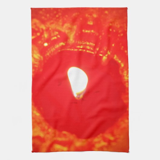 Rode kaarslicht, vlam, kaars, kerstliefde theedoek (Verticaal)