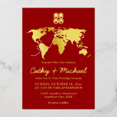 Rode kaart bestemming bruiloft dubbel geluk (Voorkant)