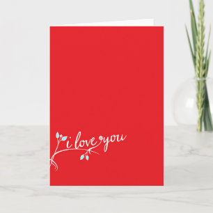 Rode kaart met glanzende 'I Love You' bloemen